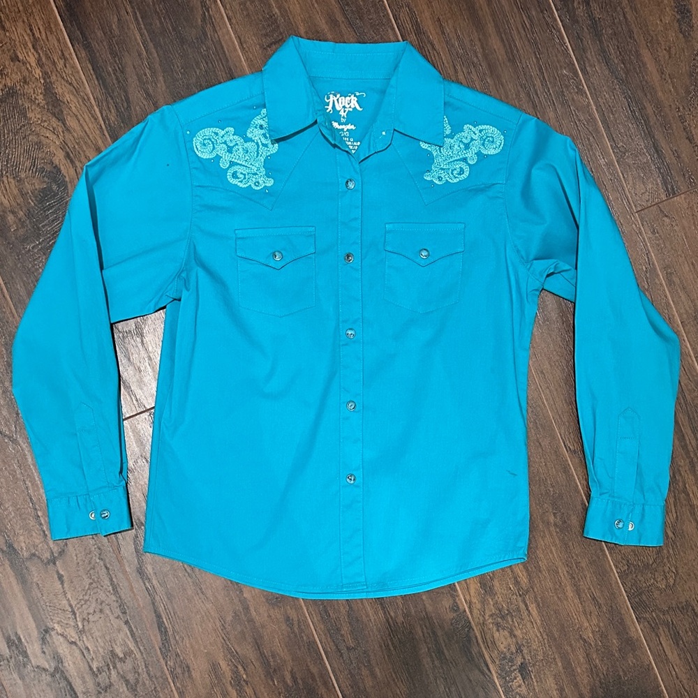 Girls Youth Large Blue Western Shirt